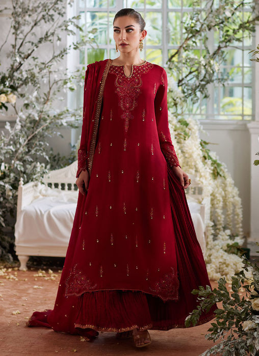 Picture of Ediz Scarlet Shirt And Dupatta