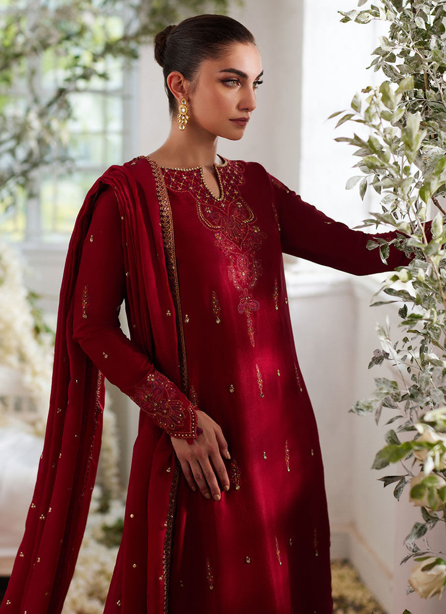 Ediz Scarlet Shirt And Dupatta