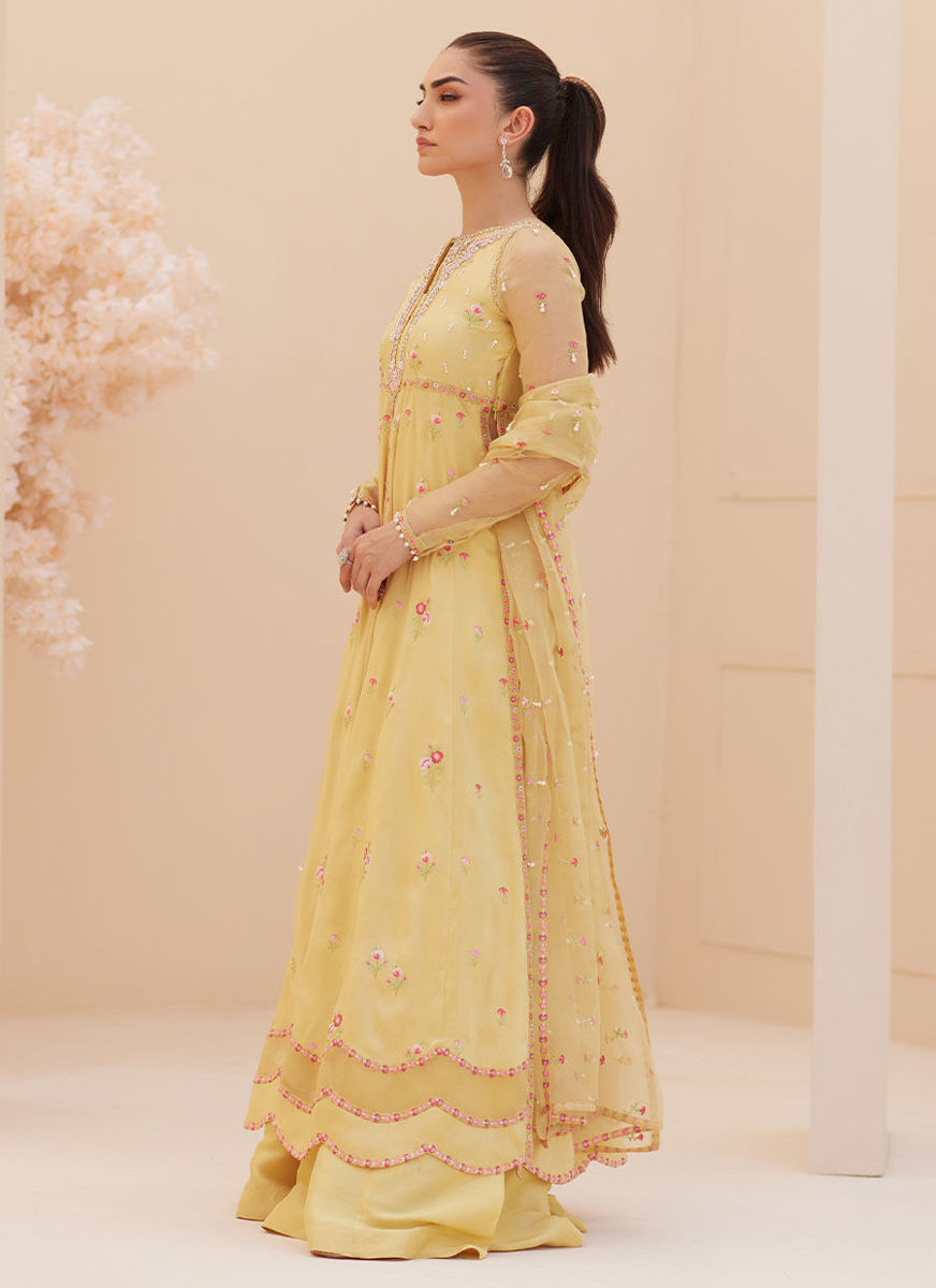 Buttercup Silk Kalidaar And Dupatta