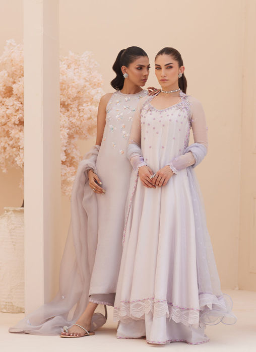 Katniss Silver Pearl Kalidar And Dupatta