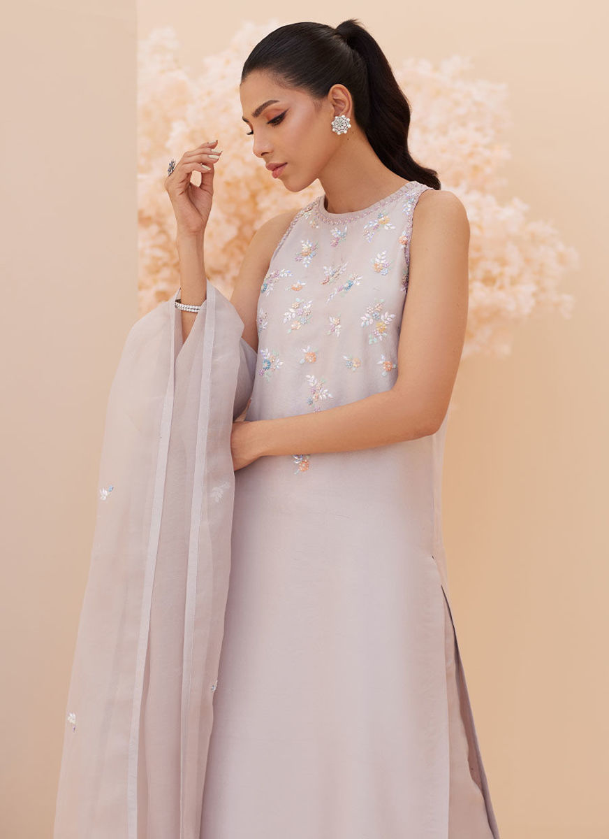 Silvia Silver Shirt And Dupatta