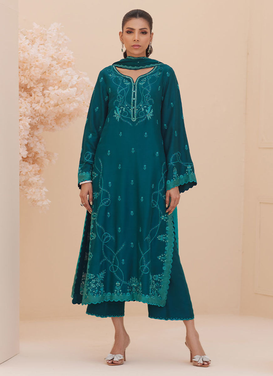 Evel Emerald Shirt And Dupatta
