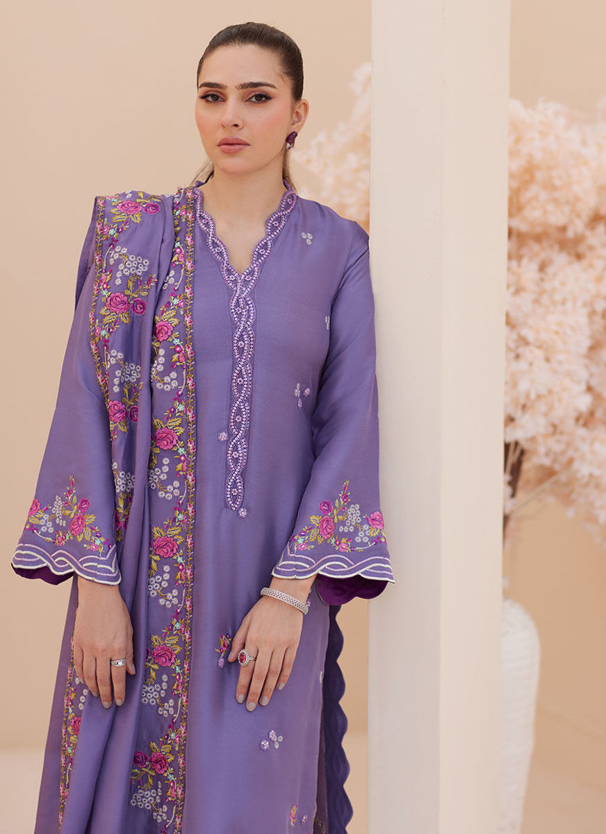 Goldie Grape Silk Shirt And Dupatta