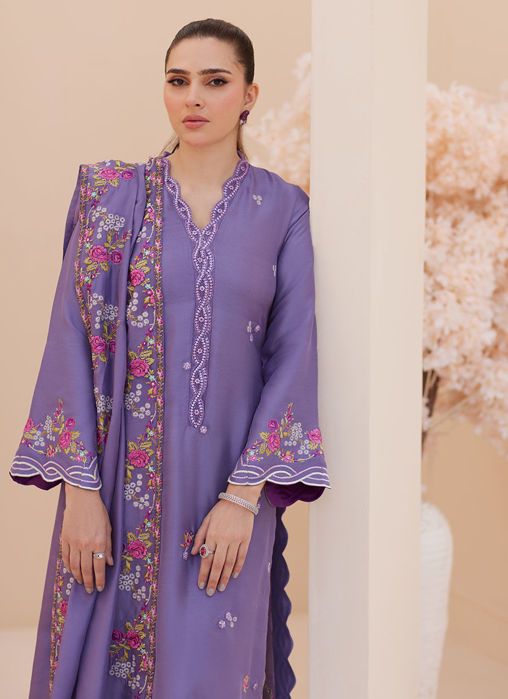 Goldie Grape Silk Shirt And Dupatta