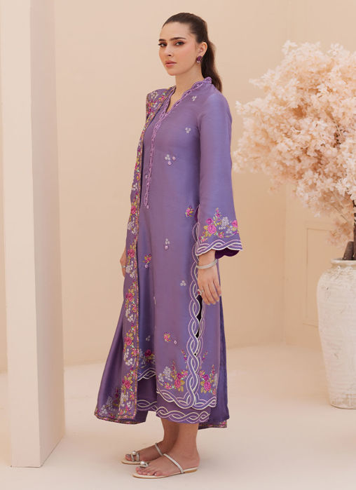 Goldie Grape Silk Shirt And Dupatta