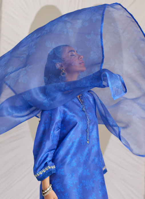 Electra Cobalt Shirt And Dupatta