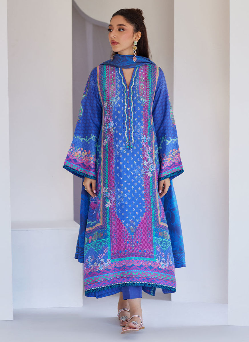 Revel Blue Shirt And Dupatta