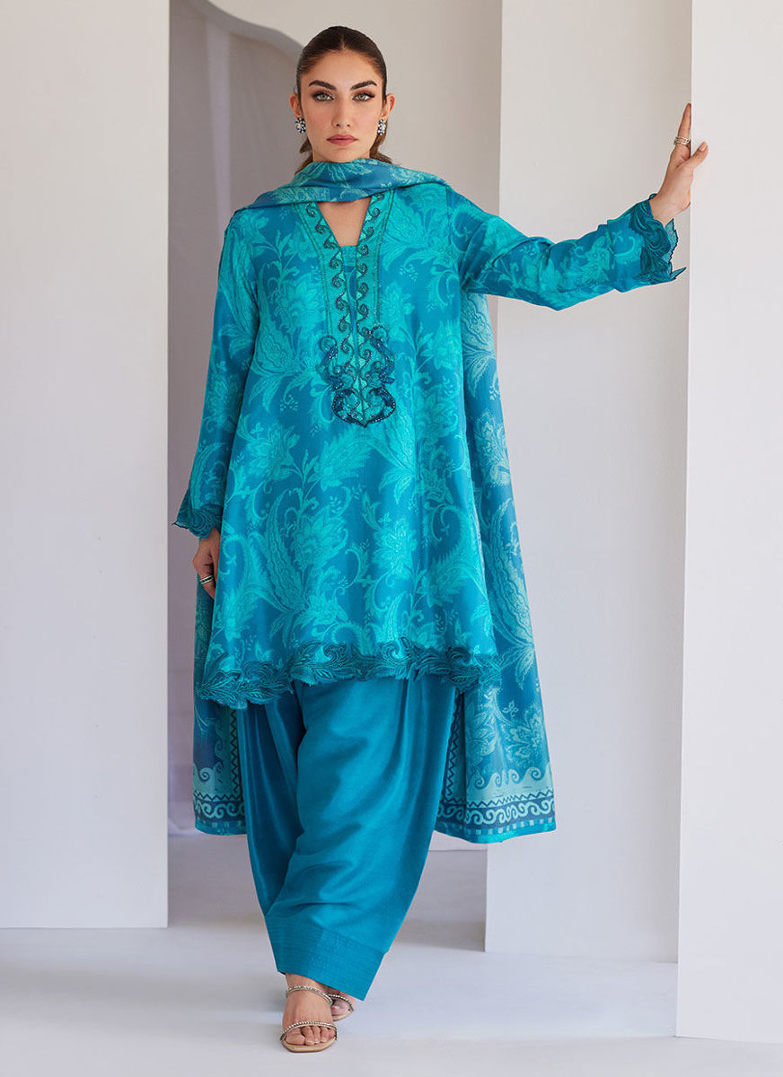 Luna Green Shirt And Dupatta