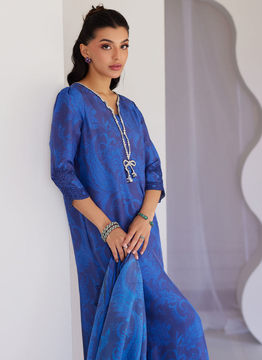 Azura Blue Shirt And Dupatta