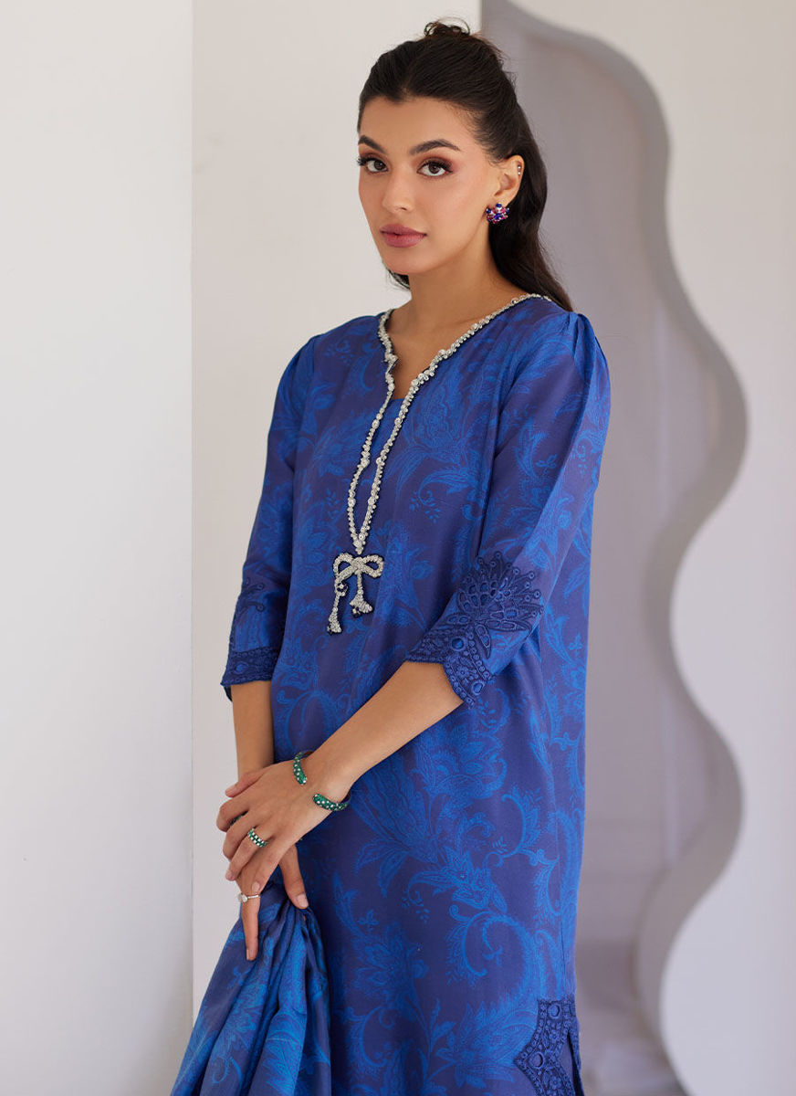 Azura Blue Shirt And Dupatta
