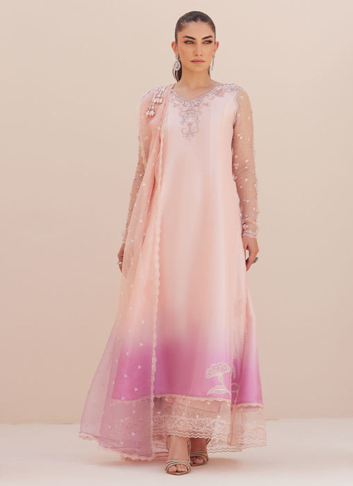 Deedee Pink Ombre Paneled Shirt Dupatta And Pants