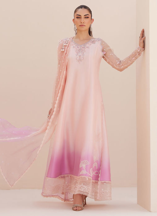 Deedee Pink Ombre Paneled Shirt Dupatta And Pants