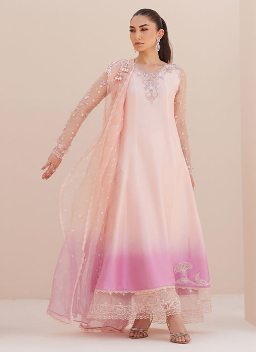 Deedee Pink Ombre Paneled Shirt Dupatta And Pants
