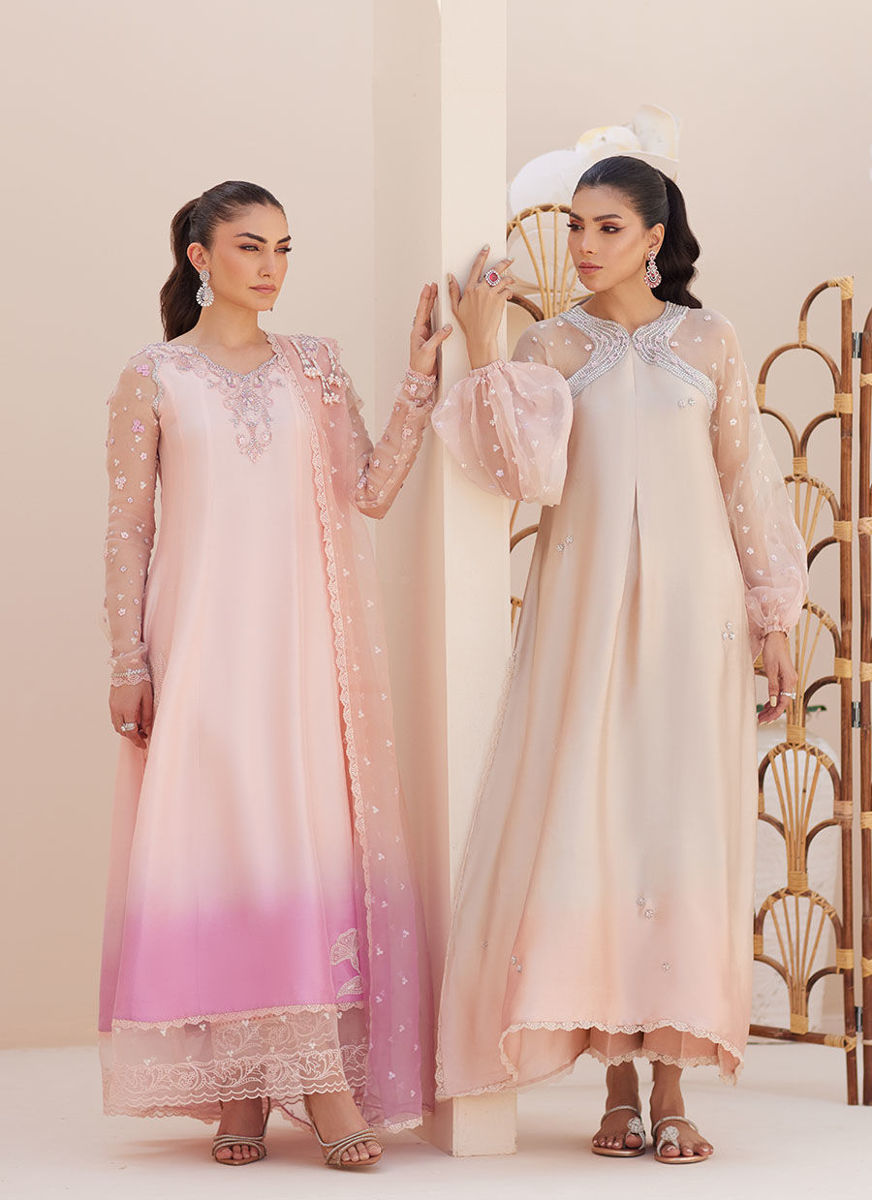 Deedee Pink Ombre Paneled Shirt Dupatta And Pants