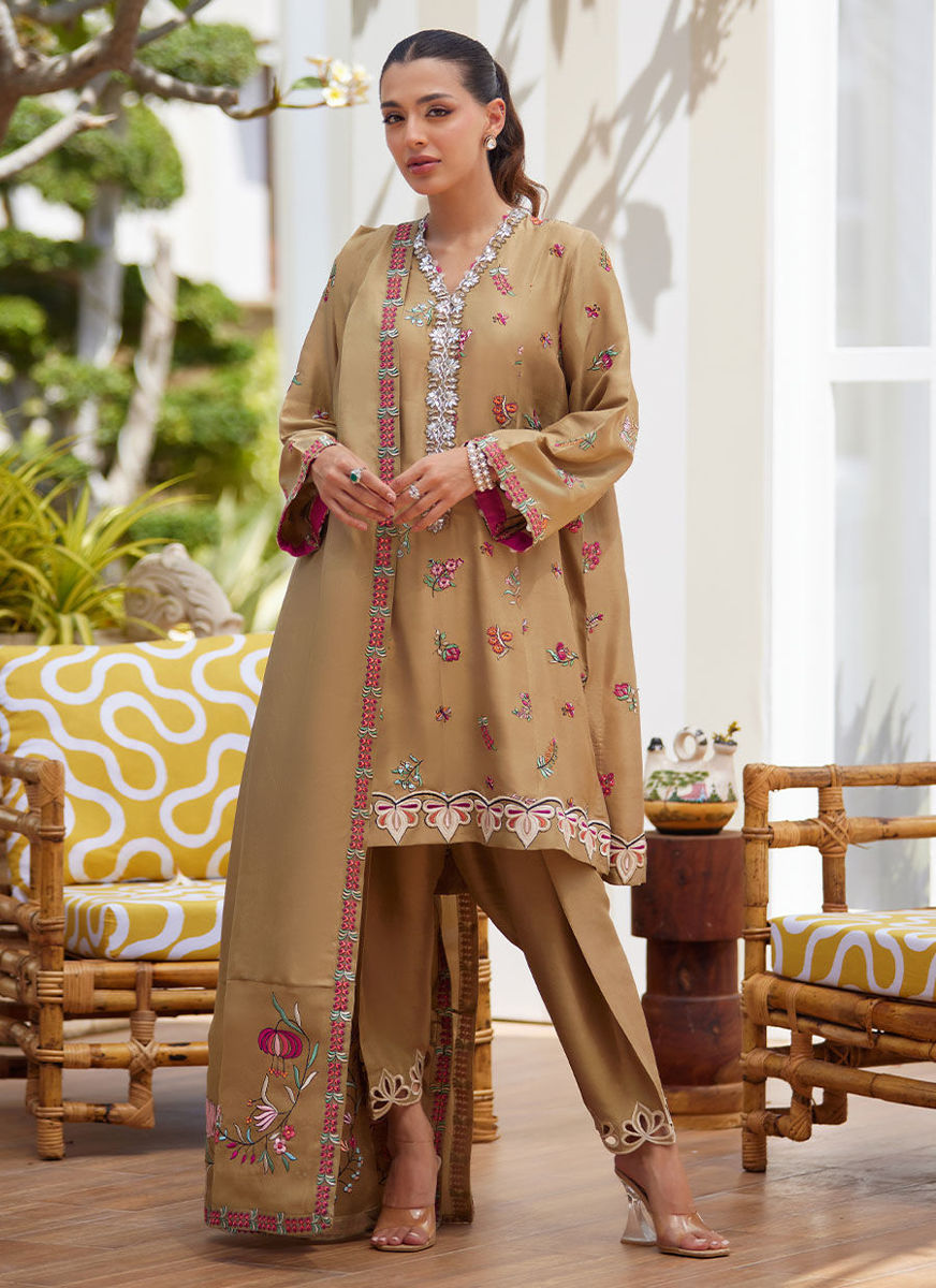 Lira Beige Shirt And Dupatta