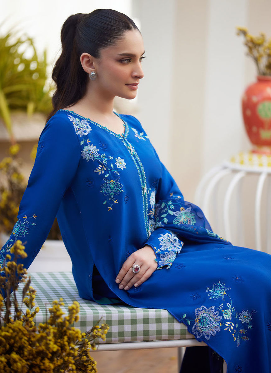 Tavia Cobalt Shirt And Dupatta