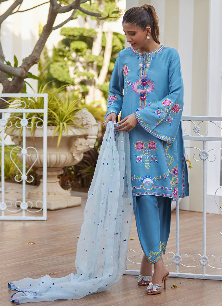 Nyssa Blue Shirt And Dupatta