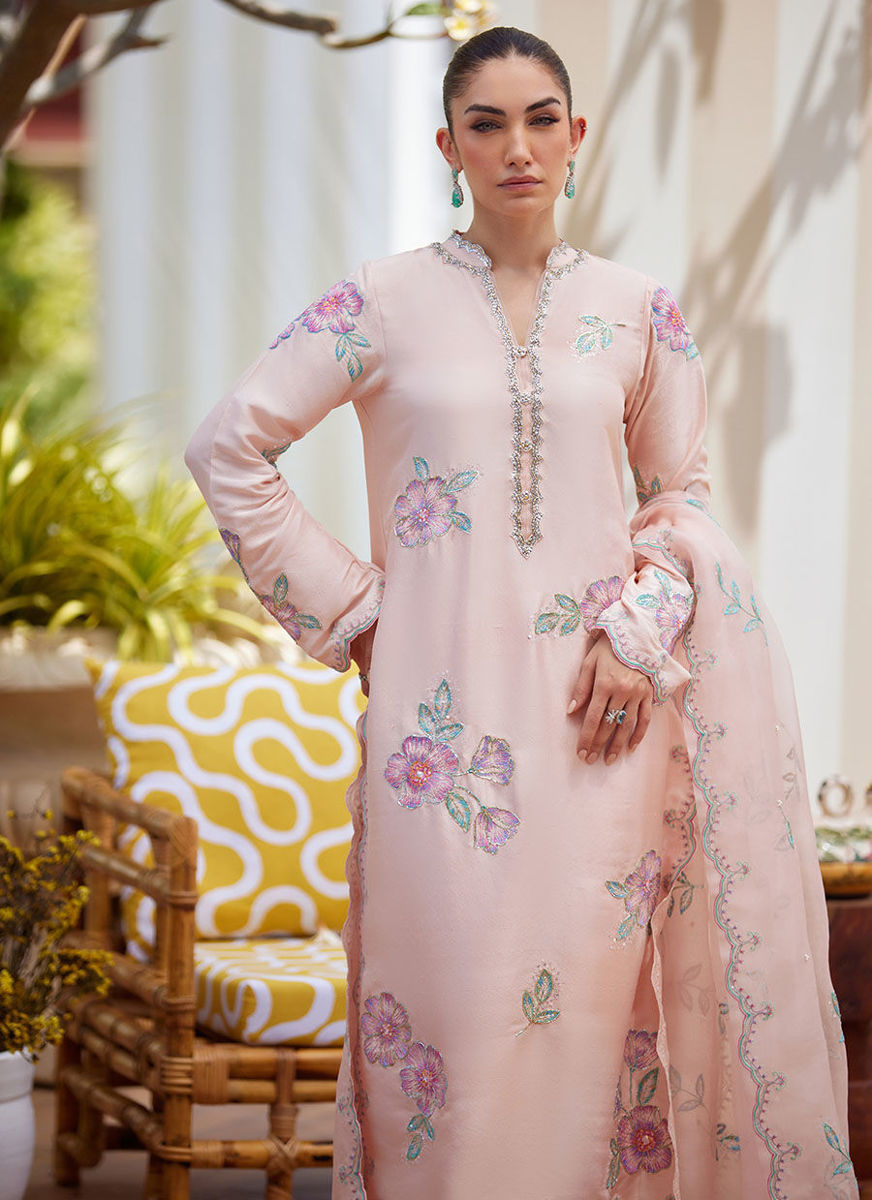 Vera Pink Shirt, Dupatta And Pants