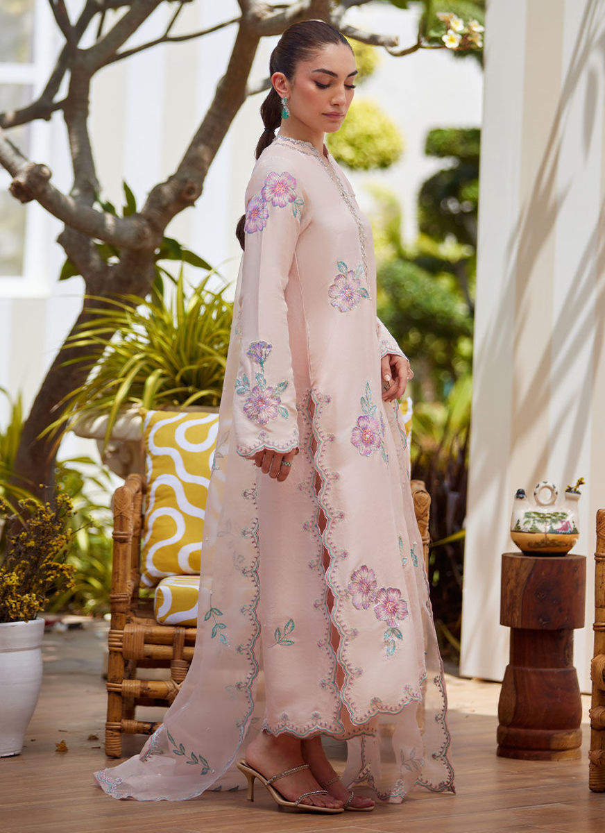 Vera Pink Shirt, Dupatta And Pants