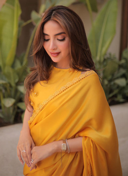 Saboor Aly in Canary Yellow Saree
