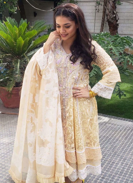 Picture of Sanam Jung In A Pale-Yellow Hand Embellished Ensemble