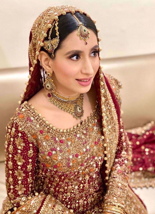 Picture of Sana Humayun In Scarlet Red Heirloom Bridal Ensemble