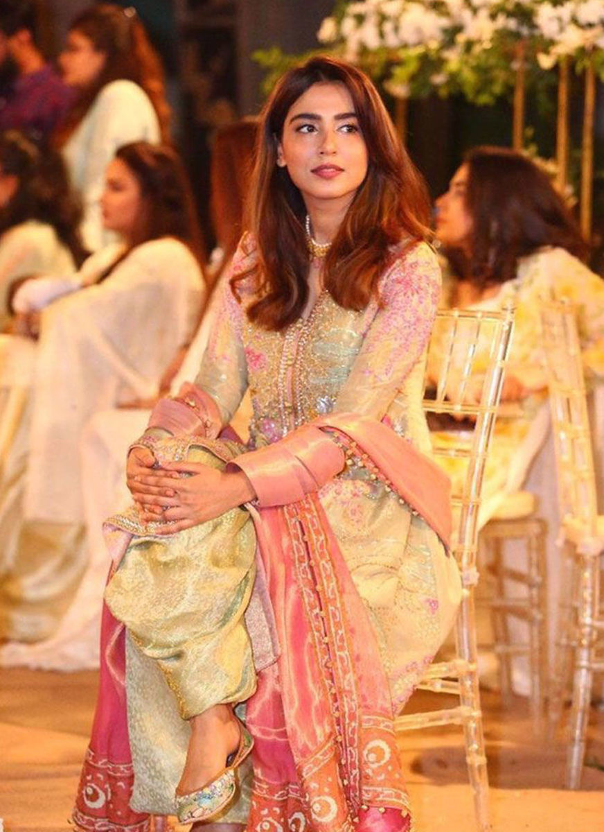 Mansha Pasha In Mint Green And Candy Pink Ensemble