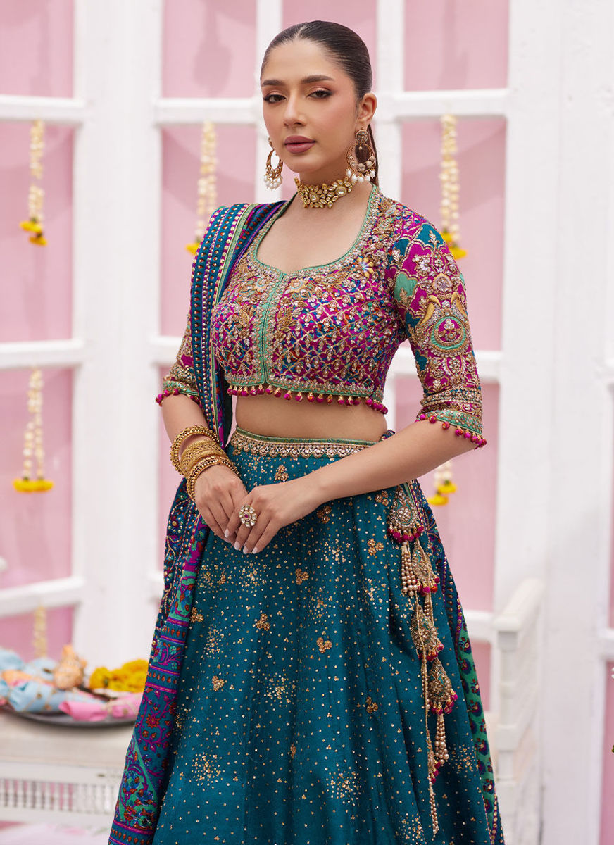 Ayelina Teal Lehnga Choli