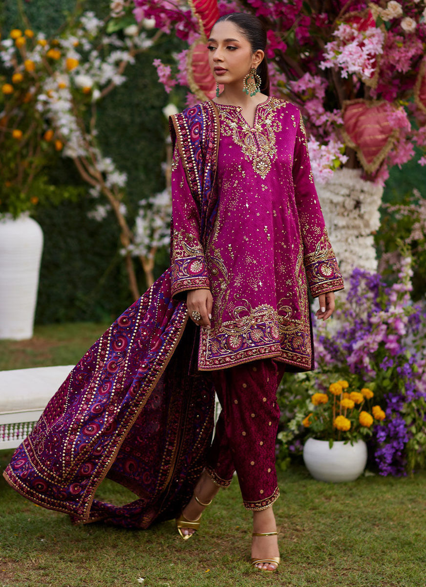 Nura Magenta Shirt And Dupatta