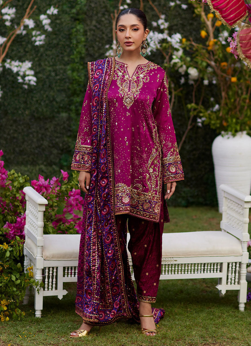 Nura Magenta Shirt And Dupatta