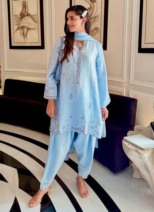 Picture of Sanam Saeed In Bettie Cornflower Blue Ensemble