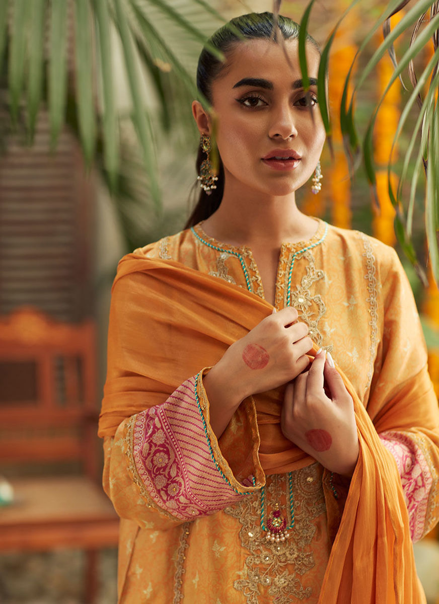 Gaia Mustard Shirt And Dupatta Pants  Only (as shown)