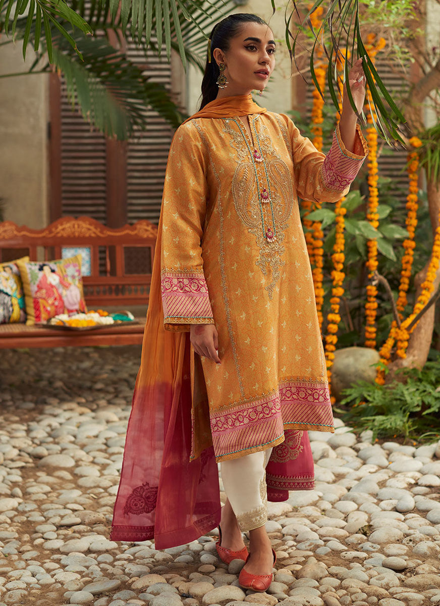 Gaia Mustard Shirt And Dupatta Pants  Only (as shown)