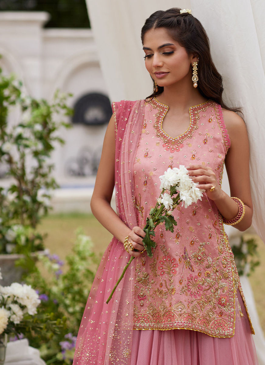 Roselin Pink Short Shirt And Dhaka