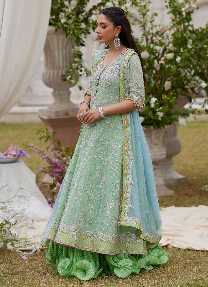 Viola Sage Green Shirt And Aqua Dupatta