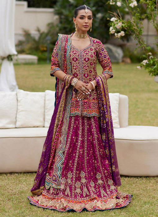 Picture of Seraya Magenta Short Shirt And Lehnga