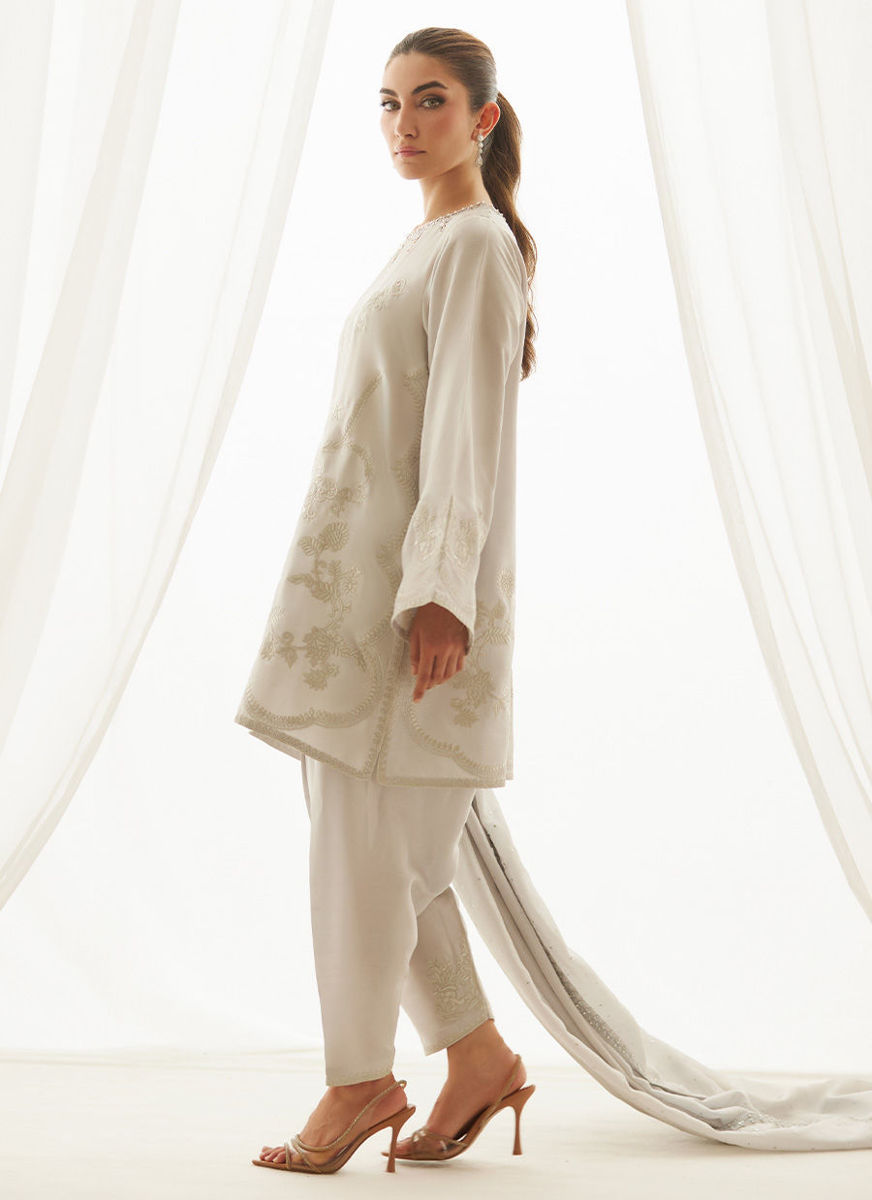 Ziva Silver Shirt And Dupatta