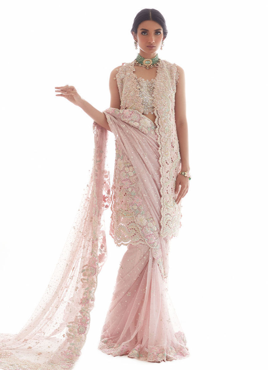 Rosa Dreamweave Saree without Cutwork Embellished Jacket