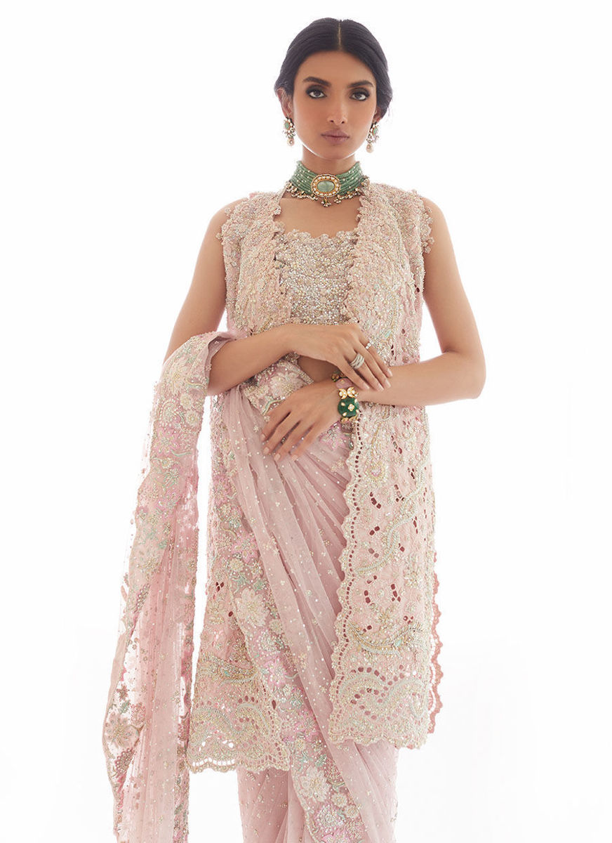 Rosa Dreamweave Saree without Cutwork Embellished Jacket