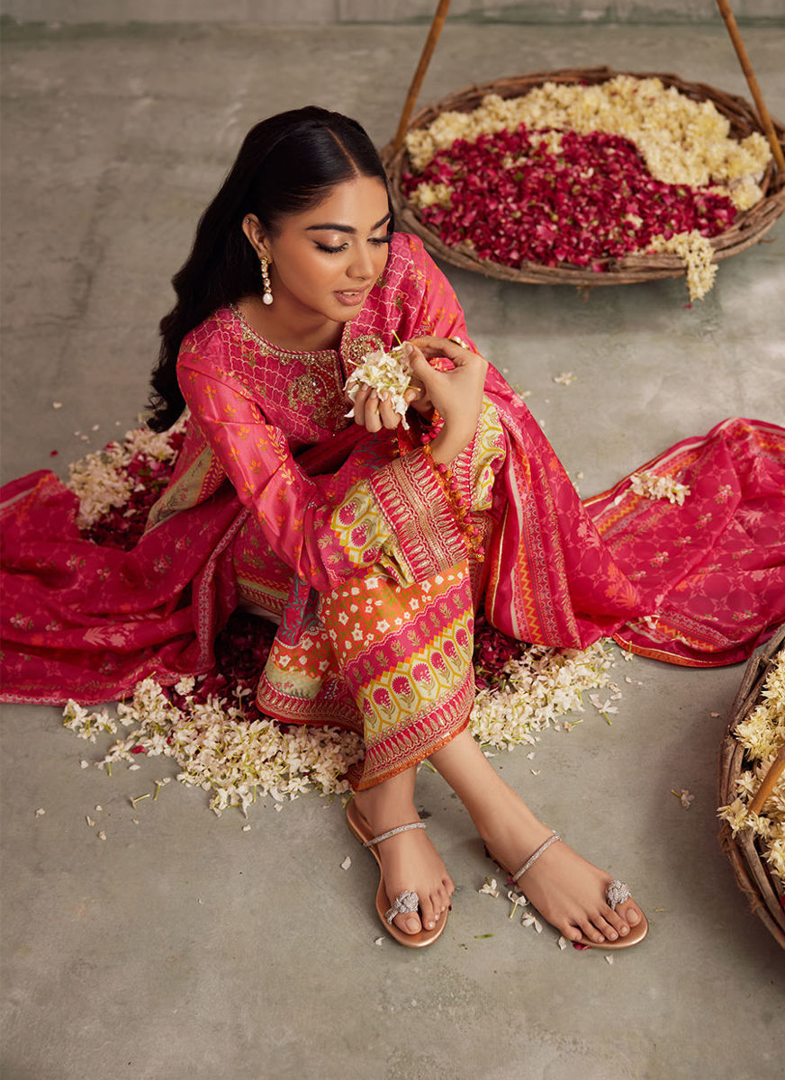 Selin Crimson Shirt And Dupatta