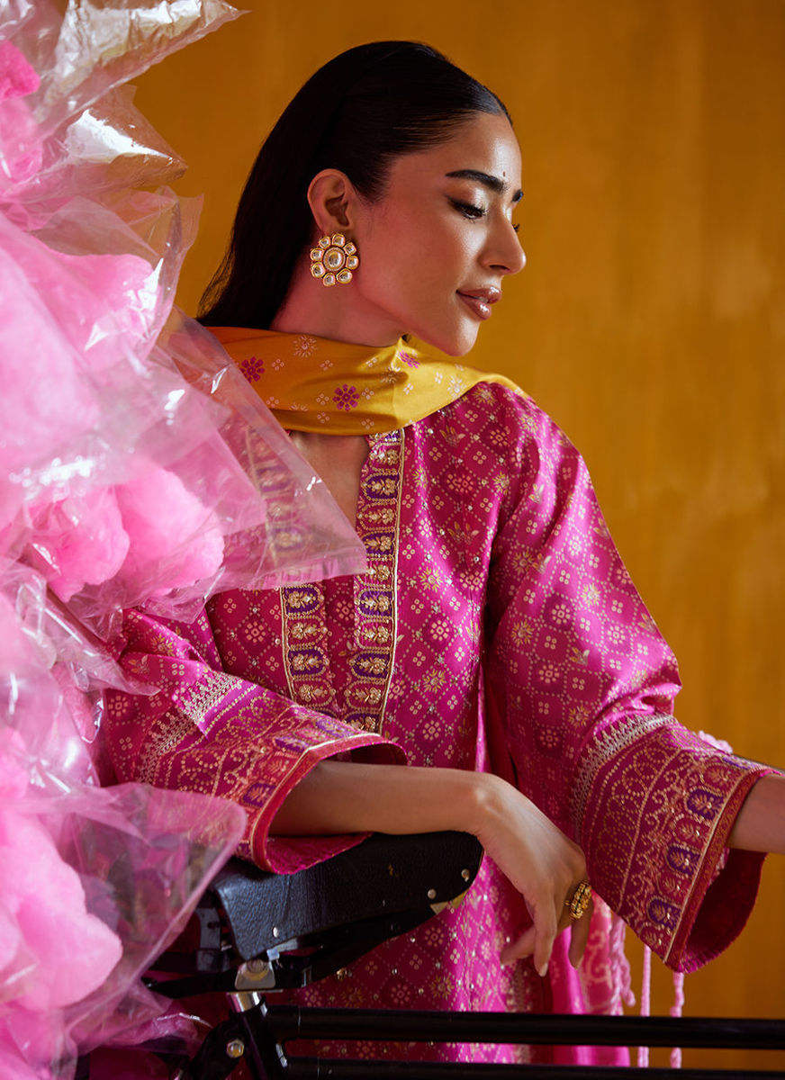 Nazli Hot Pink Shirt And Dupatta
