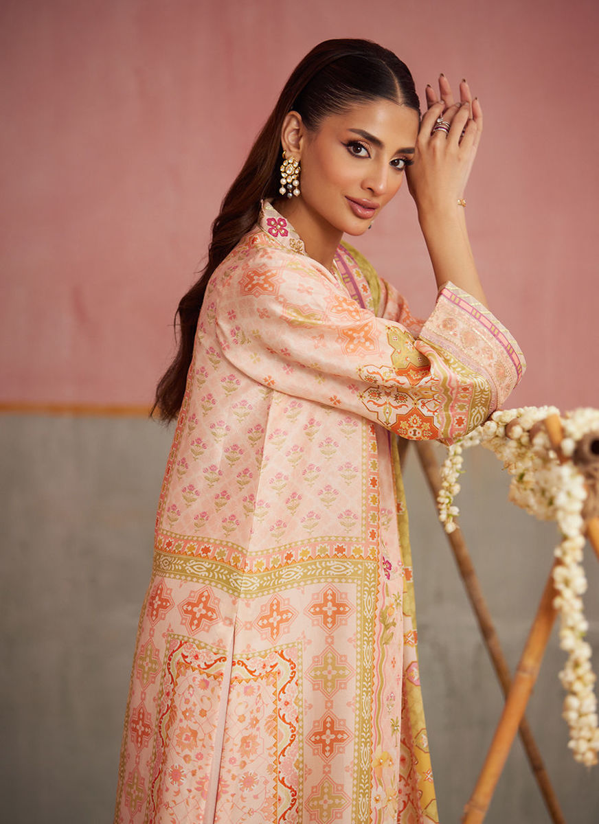 Eda Apricot Shirt And Dupatta