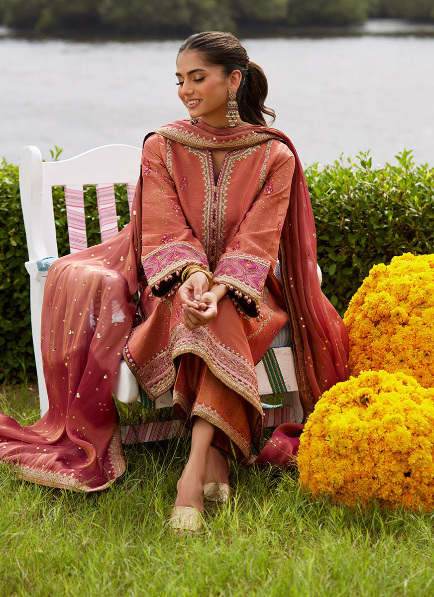 Rivaaz Coral Shirt And Dupatta