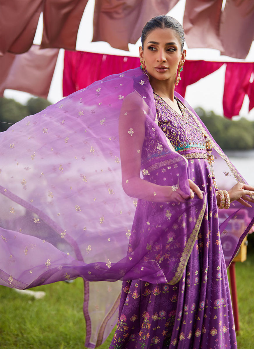 Aurora Aubergine Kalidaar And Dupatta