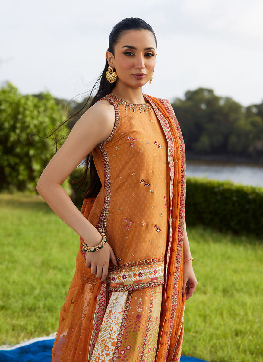 Sitar Saffron Shirt And Dupatta